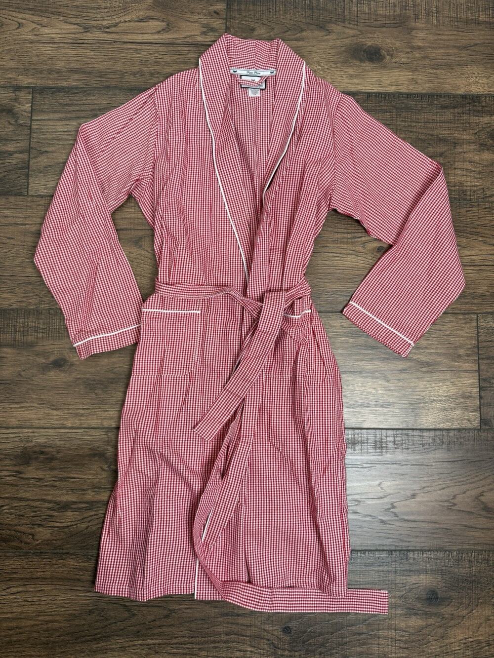 Petite Plume Gingham Robe Red White Checked Girls Boys Sz 7/8 NWOT